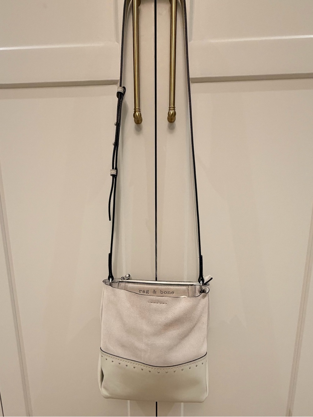 Rag & Bone Cream Leather and suede Crossbody Bag - Picture 2 of 14
